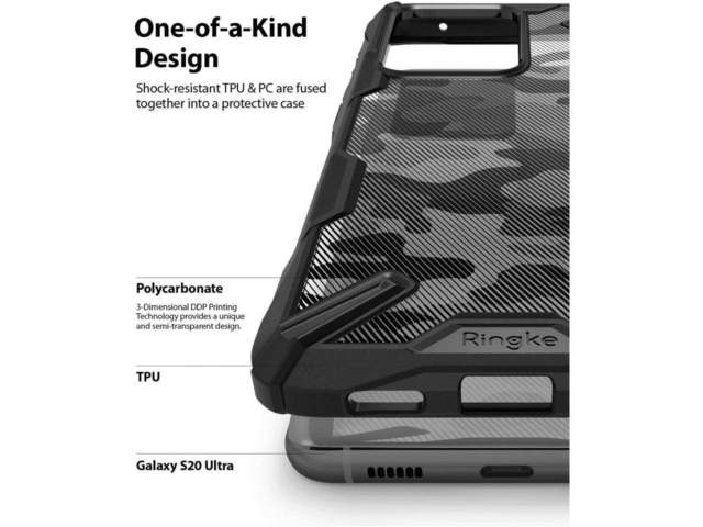 Official Ringke Fusion X Case For Galaxy S20 Ultra Camo Black - Image 2