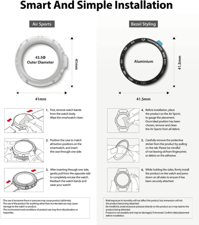 Air Sports + Bezel Styling Combo Pack FOR Galaxy Watch 3 41mm Ringke – Matte Clear - Image 5