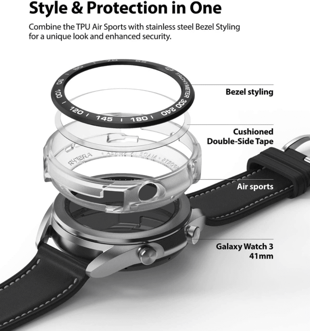 Air Sports + Bezel Styling Combo Pack FOR Galaxy Watch 3 41mm Ringke – Matte Clear - Image 3