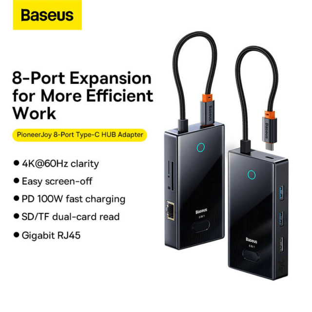 Baseus PioneerJoy 8-Port Type-C HUB Adapter