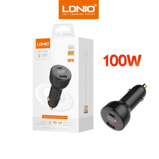 Ldnio 100W C U Full Protocol Quick Charge Car Charger With Type C To Type C Cable - Image 2