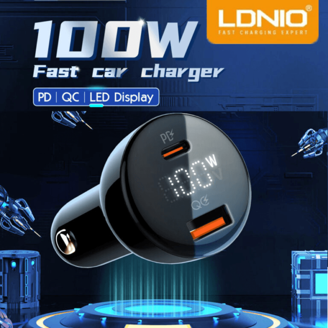 Ldnio 100W C U Full Protocol Quick Charge Car Charger With Type C To Type C Cable - Image 4