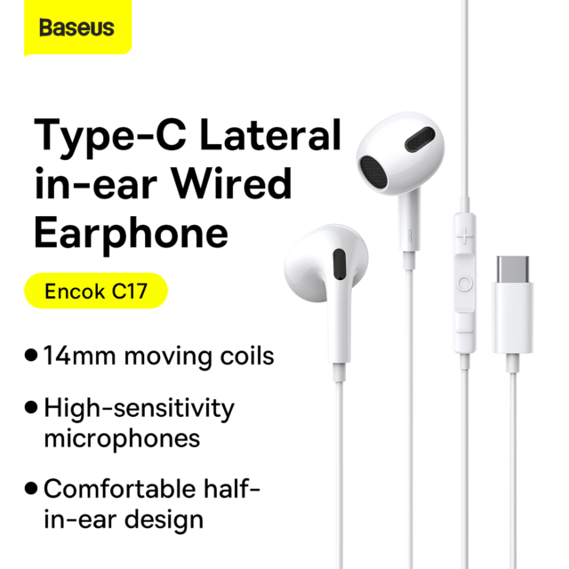 Baseus Type C Hands Free C17 Encok Jeck Wired White