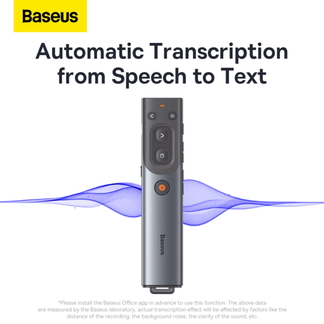 Baseus Orange Dot AI Wireless Presenter Red Laser Grey - Image 2