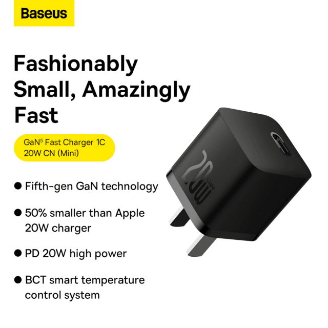 Baseus GaN5 Fast Charger 1C 20W CN Black
