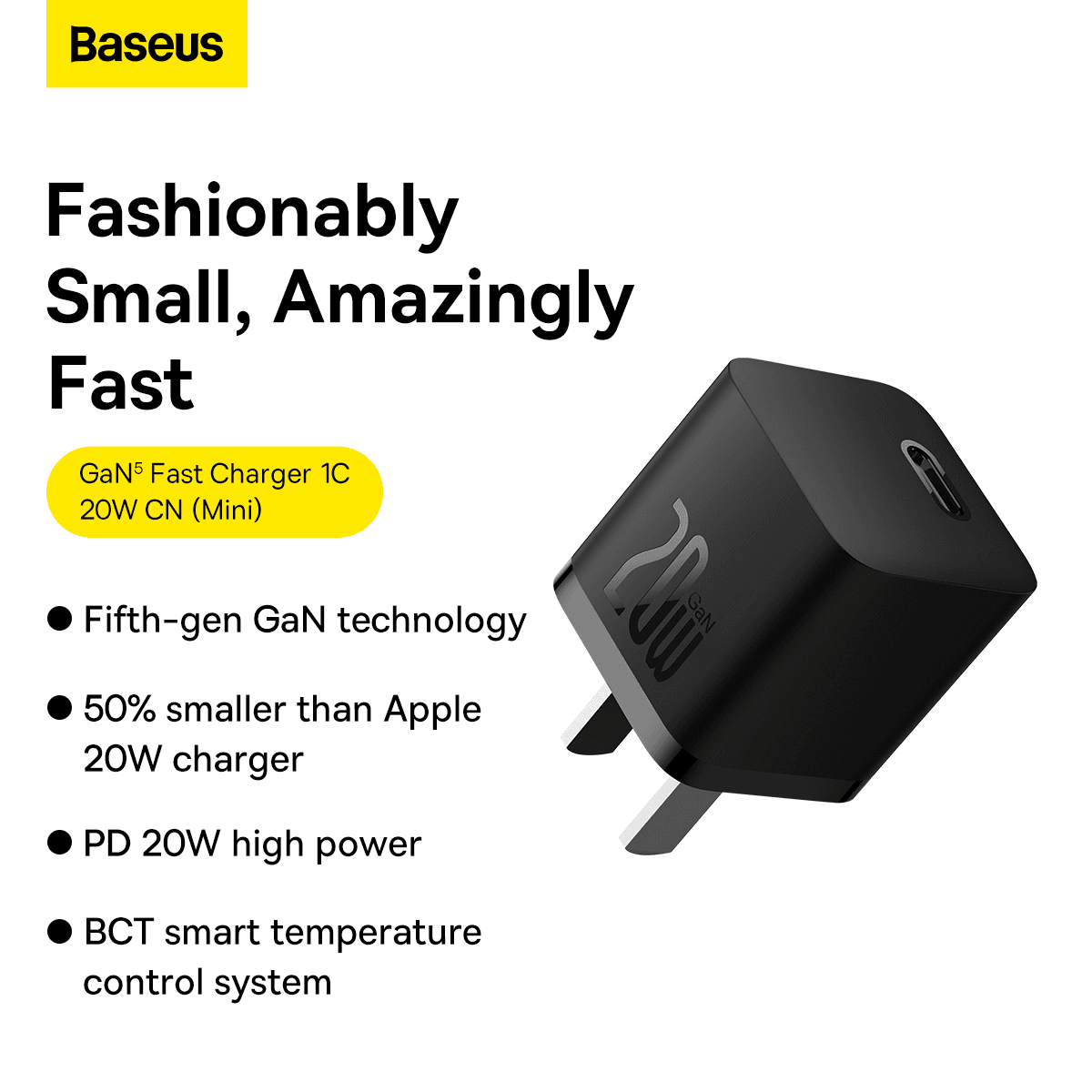 Baseus GaN5 Fast Charger 1C 20W CN Black