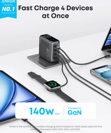 Anker Prime Charger 140W 4 Ports GaN with USB C Cable